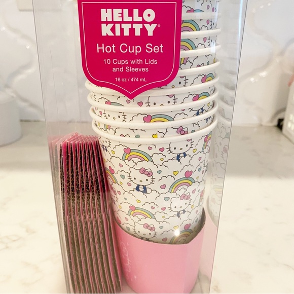 Hello Kitty 16 oz Disposable Hot Cup Set With Sleeves - Picture 1 of 7